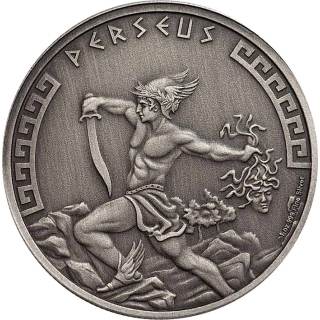 NEU* 1 Unze Silber Niue 2024 Antique Finish - PERSEUS Sohn des Zeus - Helden der Griechischen Mythologie - 2 NZD - Neue Serie 2. Ausgabe