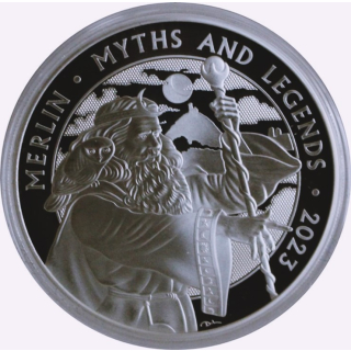 1 Unze Silber UK 2023 Proof - MERLIN - Druide Zauberer Seher Drachenmeister - Serie Mythen und Legenden Ausgabe 5 - Großbritannien