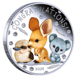 1/2 Unze Silber Australien 2024 Proof - NEUGEBORENES BABY - Newborn baby - Tierbabies Känguru Koala Kookaburra - 50 Cent AU$