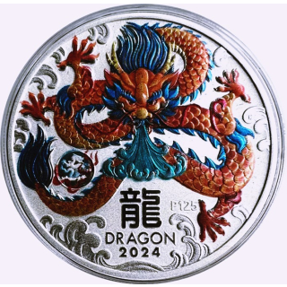 1/2 Unze Silber Australien 2024 Color BU - DRACHE - JAHR des DRACHEN - LUNAR DRACHE - 50 AUCent - Silberdrache farbig