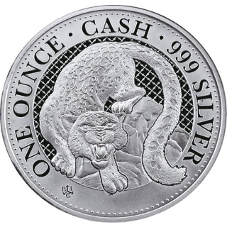 1 oz St. Helena 2024 BU - SCHNEELEOPARD - Snow Leopard - Cash India Wildlife Ausgabe 7 - silber 1 GBP