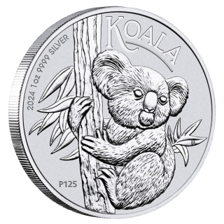 1 oz Australien KOALA 2024 BU - Silber - 1 AU$ - Perth Mint Koalaserie 2007 -20xx - Erstmals mit King Charles ! - SpotPreisAbhängig