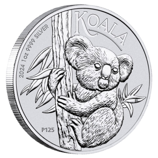 1 oz Australien KOALA 2024 BU - Silber - 1 AU$ - Perth Mint Koalaserie 2007 -20xx - Erstmals mit King Charles !