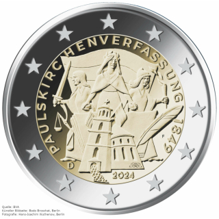 2 Euro Deutschland 2024  " F "  - 175. Jubiläum Paulskirchenverfassung - Prägestätte F (Stuttgart)