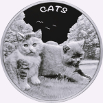 NEU* 1 Unze Silber Fiji 2024 Prooflike - CATS KATZEN - 2 Katzen auf der Wiese -  Serie Katzen Ausgabe 3 - 50 cent