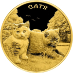 1 Unze Gold Fiji 2023 Prooflike - KATZEN - CATS - 2 Katzen auf der Wiese - Ausgabe 3 - 5 $