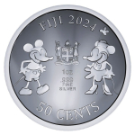 NEU* 1 oz Fiji 2024 Prooflike - STEAMBOAT WILLIE - MICKY MAUS - Wappenseite mit Micky & Minnie Maus ( mit Pumps ) - 50 cent