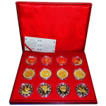 12 x 32 g Bimetall China Lunar - Zodiac - Medaillenset  - offizielle Gedenkmedaillen - Box + Zertifikat - China Money Stamp Company
