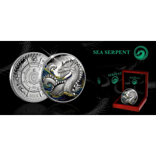 2 oz Silber Niue 2024 Proof - DIE SEESCHLANGE - SEA SERPENT - Mystische Kreaturen ausgabe 3 - 5 NZ$