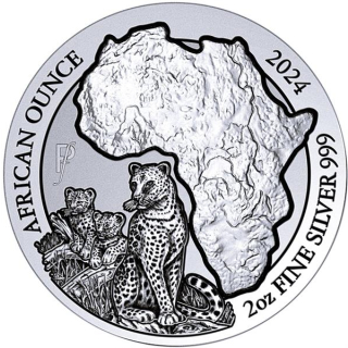 NEU* 2 oz Ruanda 2024 DOUBLE OUNCE - LEOPARD - PIEDFORT Prägung - African Ounce - 50 RWF - Afrikanische Wildtiere