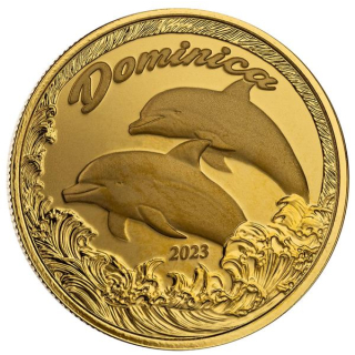 Dominica, 10 Dollar, 2023 Prooflike - DELFINE - EC8 Serie - Karibische Motive 1 Unze Gold, 1 oz BU