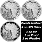 NEU* 4 oz SILBER-SET Ruanda 2024  - LEOPARD - ALLE 3...