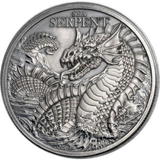 AURINUM*SUMMER*SALE** 1 oz Niue 2024 Antique - SEESCHLANGE - SEA SERPENT - Fabelwesen - 2$ Silber antique finish  - Auflage nur 500 *