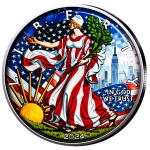 NEU* 1 oz USA 2024 American Eagle & Liberty - NEW YORK CHRYSLER TOWER  - Edition Color farbig
