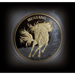 WIEDER DA* 1 oz Tokelau 2024 Black Ruthenium Proof - MUSTANG - Edition zur Erinnerung an den Geist des Amerikanischen Westens - Silber 5 $