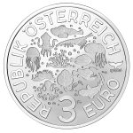 Österreich 3 Euro 2024 HGH - DOKTORFISCH - Leuchtende Meereswelten - GLOW-in-the-DARK - Nachtleuchtend