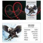 NEU* 1 oz USA 2024 BU - Cyber EAGLE / ADLER - American Eagle Liberty - Künstliche Intelligenz - Silber Color - Ausgabe 8