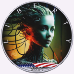 NEU* 1 oz USA 2024 BU - Cyber GIRL - American Eagle Liberty - Künstliche Intelligenz - Silber Color - Ausgabe 7