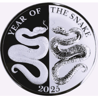 1 oz Tokelau 2025 Mirror Proof - SCHLANGE / SNAKE - Jahr der SCHLANGE - Ying Yang - Lunar - Spiegelbildschlange - 2NZ$