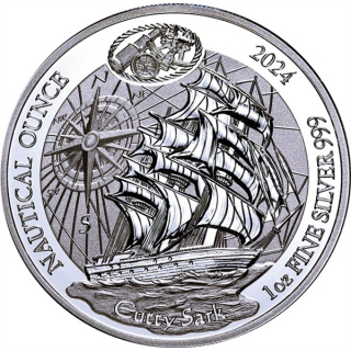 ab Lager** 1 oz Ruanda 2024 Proof - CUTTY SARK Schnelles Segelschiff - Nautical Ounce serie- Silber 50 RWF