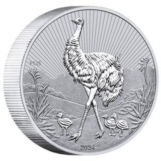 2 oz EMU 2024  Australien - EMU & BABY Next Generation - Silber BU Piedfort Australien 2 AU$ - Preis Spotabhängig !