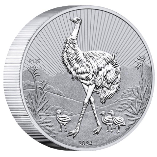 2 oz EMU 2024  Australien - EMU & BABY Next Generation - Silber BU Piedfort Australien 2 AU$