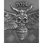 1 oz Ghana 2024 BIKER SKULL - Memento Mori - Silber Antique Finish - 5 Cedis