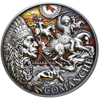 2 oz Kamerun 2024 Antique Color - COMANCHE - TRIBAL SPIRIT - Silber Antique Finish - 2,000 Frs