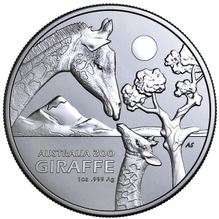 NEU* 1 oz Silber Australien 2024 BU - GIRAFFE - Australien Zoo serie - 1 AU$ - Premium Anlagemünze der RAM