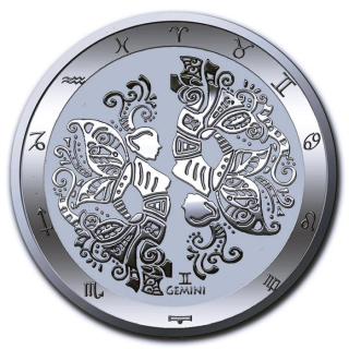 NEU* 1 oz Tokelau 2024 BU - Sternzeichen Zodiac - GEMINI ZWILLINGE - silber 5 $