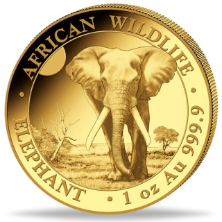 1 Unze Gold Somalia - Elefant - African Wildlife - 2025 BU - 1000 Shillings