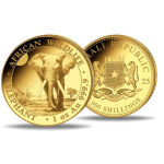 1 Unze Gold Somalia - Elefant - African Wildlife - 2025 BU - 1000 Shillings