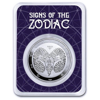 NEU* 1 oz Tokelau 2024 BU Coin Card - Sternzeichen Zodiac - ARIES WIDDER - silber 5 $