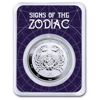 NEU* 1 oz Tokelau 2024 BU Coin Card - Sternzeichen Zodiac - CANCER KREBS - silber 5 $