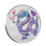 NEU* 1/2 oz Australien 2024 Color - FLIEDER DRACHE - JAHR des DRACHEN - LUNAR DRACHE - Silber BU 50 AUcent - Silberdrache farbig