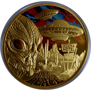 ab Lager ** 1 oz Gold Niue 2024 Proof - ALIEN ENCOUNTERS Sedona - Alien Begegnung am Sedona Hotel Arizona - 100 NZ$ - Sedona Der Alien-Hotspot