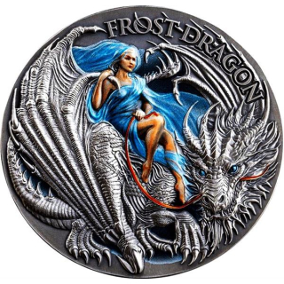 2 oz Kamerun 2024 - FROST DRAGON - Antique Finish - 2000 Francs - Serie Mythische Drachen - versandkostenfrei