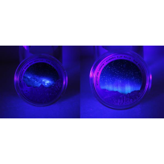 LETZTE MÜNZEN*** 2 x 1 oz Neuseeland 2024 Proof - DARK & LIGHT SKY - GLOW-in-the-Dark - Aurora Australis & Dark Sky Places -  2x1$