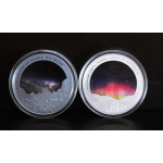 LETZTE MÜNZEN*** 2 x 1 oz Neuseeland 2024 Proof - DARK & LIGHT SKY - GLOW-in-the-Dark - Aurora Australis & Dark Sky Places -  2x1$