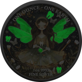AURINUM*SUMMER*SALE** 1 oz Fiji 2022 - ZAHNFEE TOOTH FAIRY - Silber Glow-in-the-Dark - Leuchtet im Dunkeln - 1$