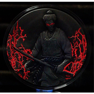 2 oz Kamerun 2024 - ZOMBIE SAMURAI - UV-Effekt - Antique UHR Finish - 2000 Francs - Innovativserie !