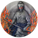 2 oz Kamerun 2024 - ZOMBIE SAMURAI - UV-Effekt - Antique UHR Finish - 2000 Francs - Innovativserie !