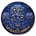 2 oz Kamerun 2024 - ZOMBIE SAMURAI - UV-Effekt - Antique UHR Finish - 2000 Francs - Innovativserie !