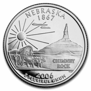 0,25 $ USA 2006 Quarter Dollar - Nebraska - Pioniere am Chimney Rock - P