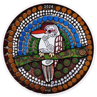 2 oz Australien 2024 antique KOOKABURRA KAA KAA - Indigenes Aborigine Motiv - silber 2 AU$