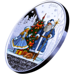 1 oz Solomon Islands 2025 Oval Proof - VÄTERCHEN FROST & DAS SCHNEEMÄDCHEN - Der Magische Winter - FATHER FROST - silber 2 $ Color - nur wenige !