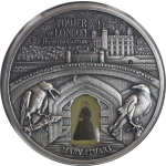 2 oz Ghana 2019 -  MARIE STUART Tower of London Haunted Castle - GLOW-in-the-Dark - Silber Antique Finish 10 Cedis