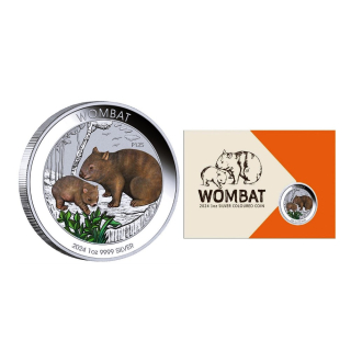 1 oz Australien Wombat 2024 Coin Card - Silber Color 1 AU$