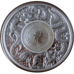 AURINUM*SUMMER*SALE** 2 oz Australien 2024 Proof DOUBLE DRAGON MOTHER of PEARL - Doppeldrache mit ECHTEM PERLMUTT - Silber 2 AU$