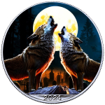 NEU* HALLOWEEN* 1 oz USA American Eagle 2024 BU - HEULENDE WÖLFE - HOWLING WOLVES - Halloween Edition - silber Color